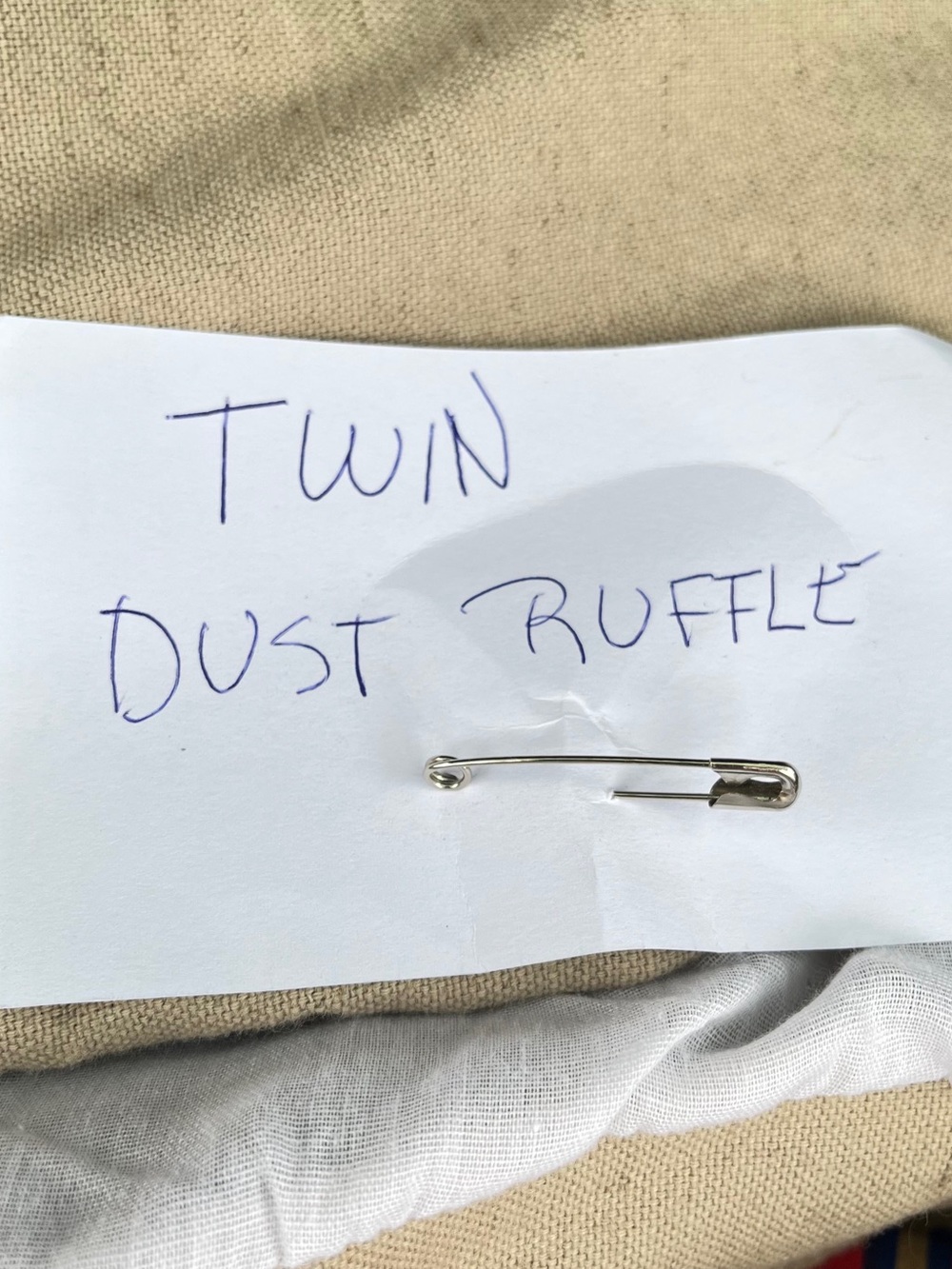 Source Unknown Twin Dust Ruffle in Beige and White